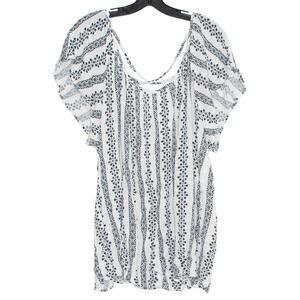 Torrid Peasant Top 3X Plus Size 3 Boho Cottagecore White Black Floral Festival